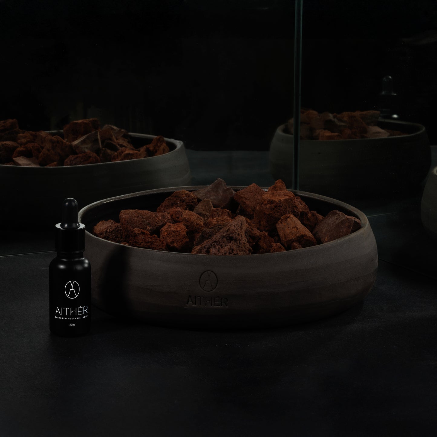 Ceramic Bowl Red Volcanic Stones Mineral Diffuser