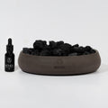 Ceramic bowl black volcanic stones mineral diffuser by Aither Santorini