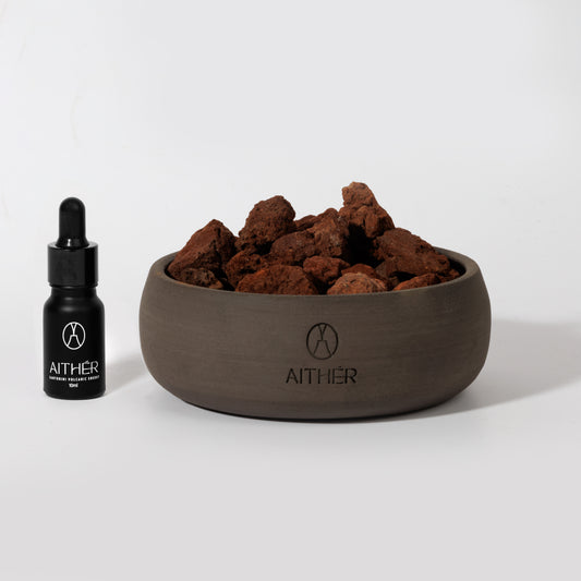 R Ceramic Bowl Volcanic Stones Mineral Diffuser