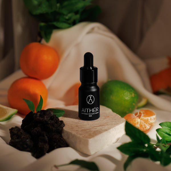 Close-up of Aither Santorini black lava stone diffuser texture