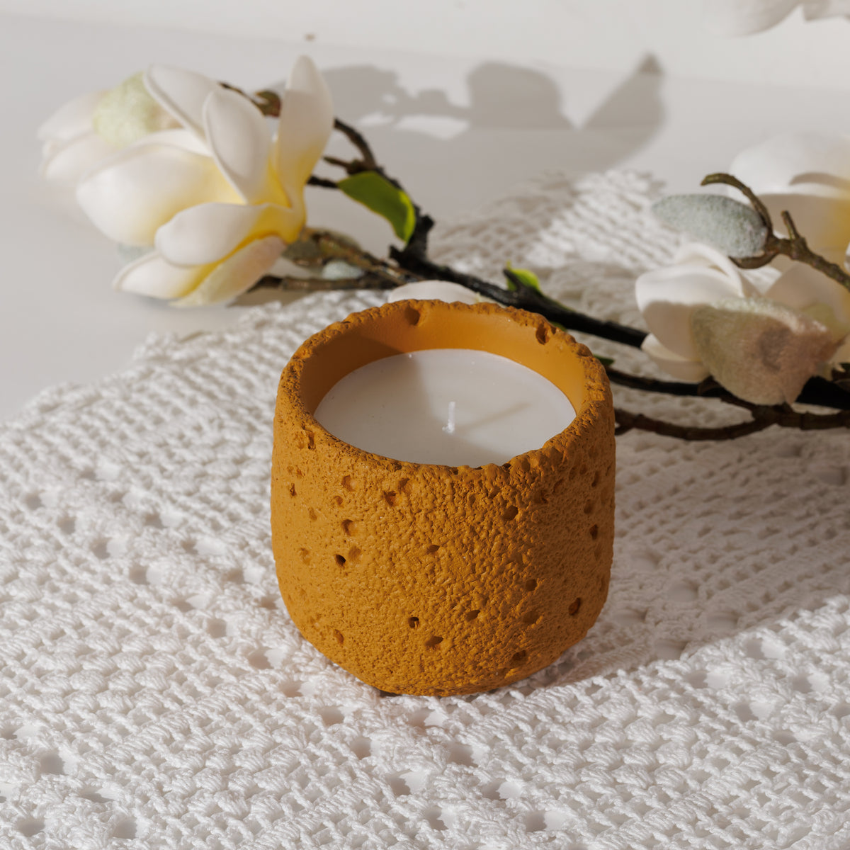Scented Stone Cement Candle Orchid