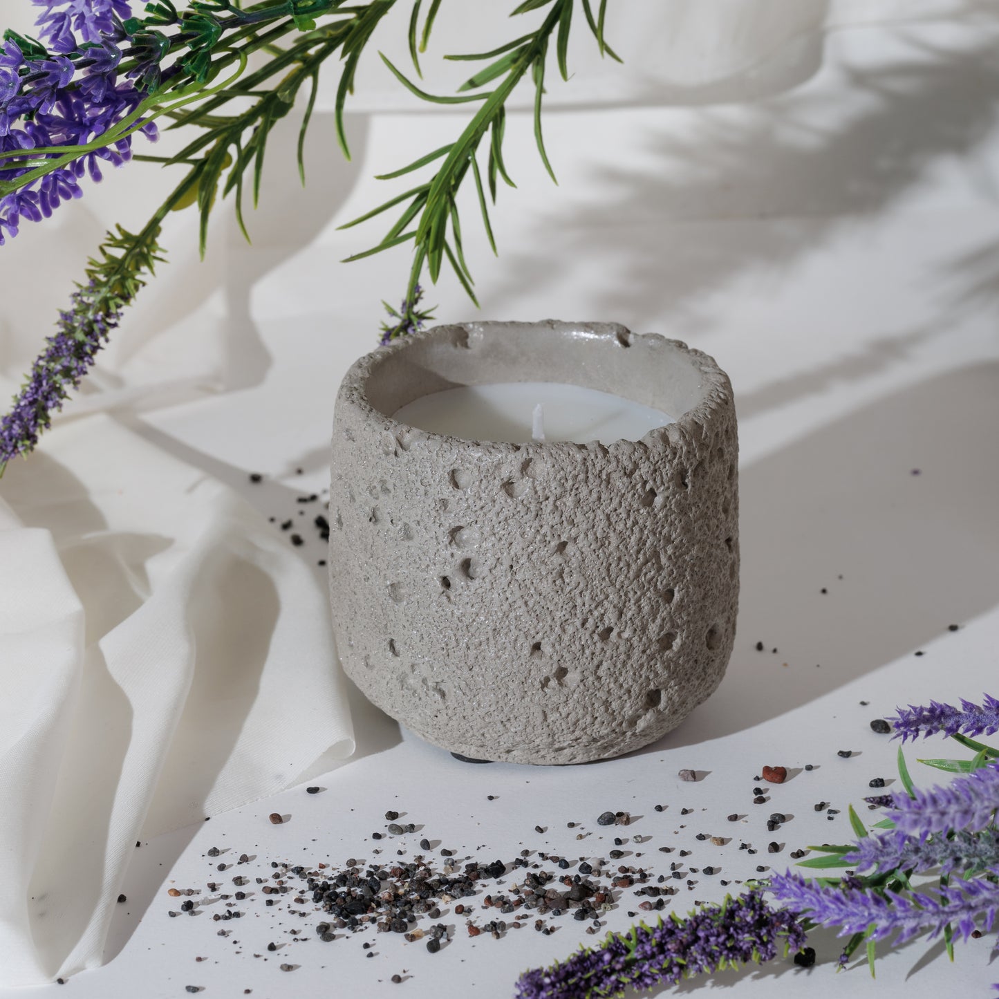 Scented Stone Cement Candle Gardenia